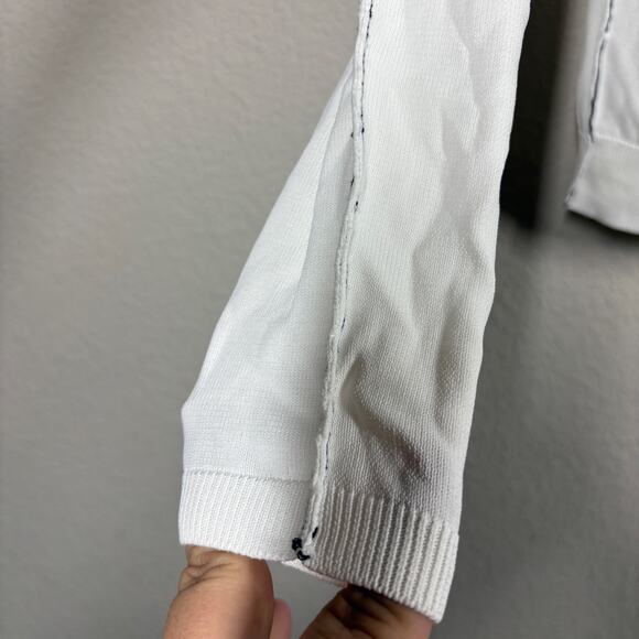 Zara Womens Size Small Cardigan Contrast Trims White Button Up Knit Long Sleeves - Picture 5 of 11